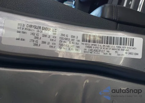 2014 Dodge Durango Sxt z USA, uszkodzony, nr VIN 1C4RDJAG8EC971217